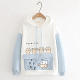 Women harajuku Cartoon Print Patchwork Funny Hooded Sweatshirt 2020 Spring Loose Long Sleeve Hoodies Teen Plus Velvet Pullovers