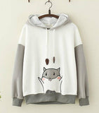 YUPINCIAGA embroidery hit color Sweatshirts Women hamster Hooded Warm Pullovers With Horns Harajuku Hooded Girls Teens Hoodies